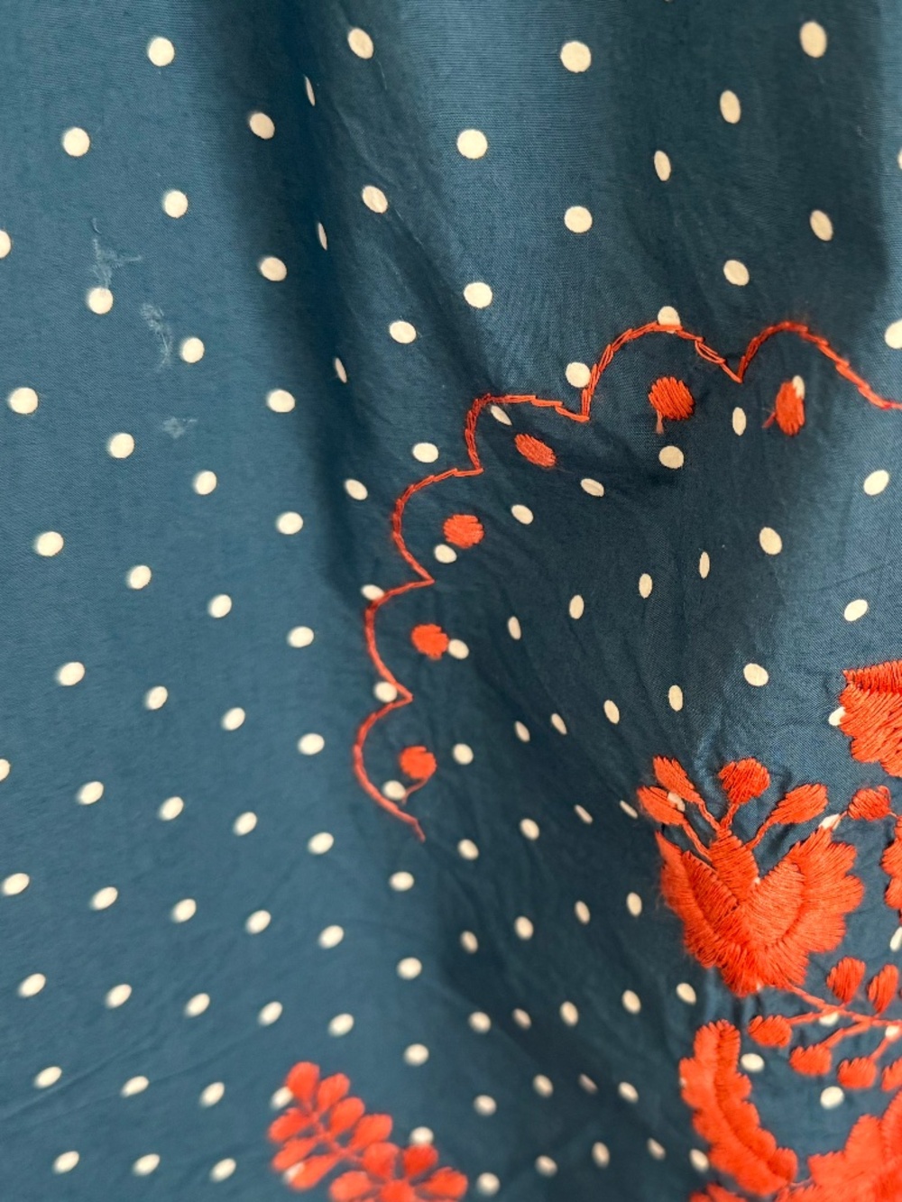DARLING SISTER MARY, INDIGO POLKA DOT DRESS WITH EMBROIDERY - Picture 15 of 16